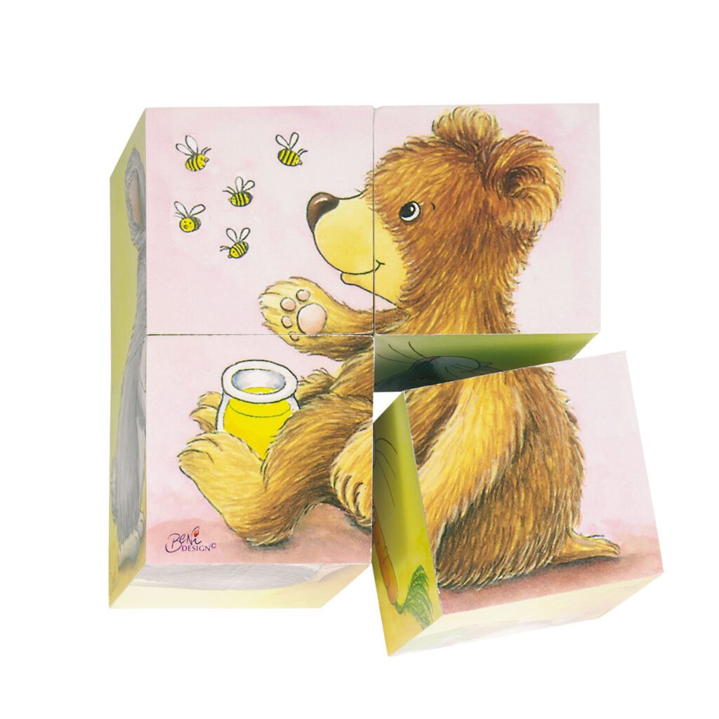 Goki Houten Blokpuzzel Babydieren afbeelding op witte achtergrond