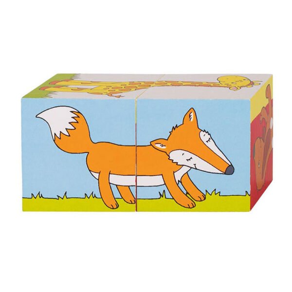 Goki Houten blokpuzzel dieren met illustratie van oranje vos voor kinderen