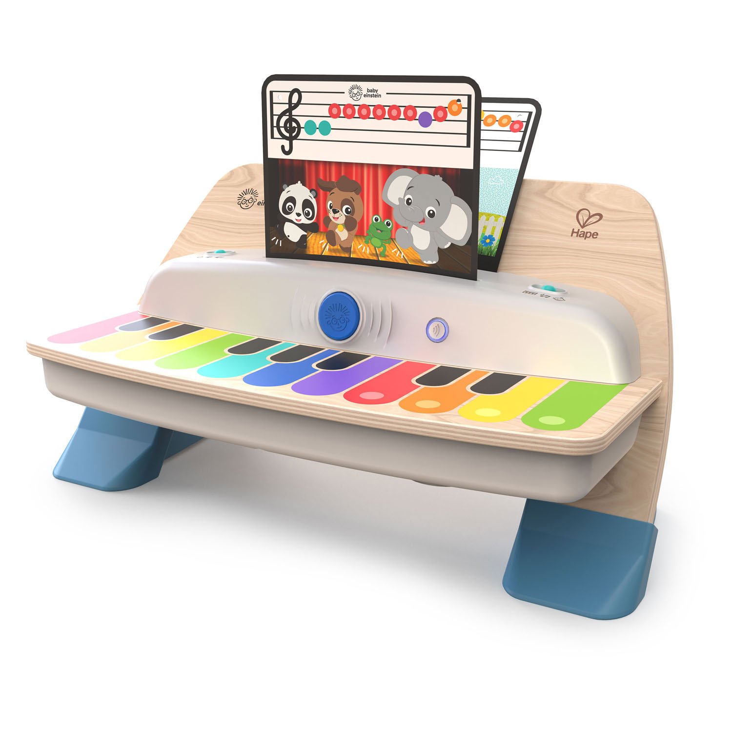 hape-baby-einstein-houten-speelgoedpiano-met-muziekkaarten Together in Tune houten piano met kleurrijke toetsen en muziekkaarten