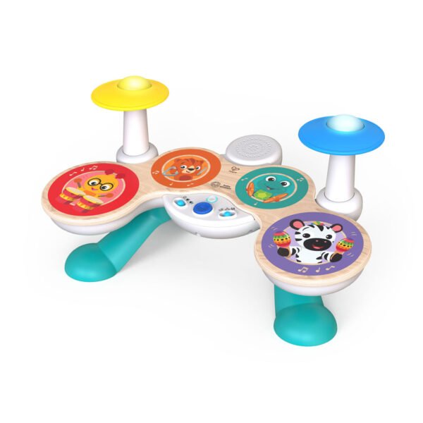 Bovenaanzicht van Hape Together in Tune Houten Drumstel Baby Einstein houten drumstel met kleurrijke dierentekening