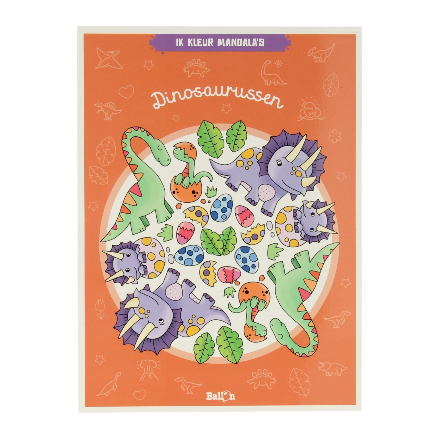 kleurboek-dinosaurussen-voorkant-ik-kleur-mandalas Voorkant van kleurboek Ik Kleur Mandala's Dinosaurussen met vrolijke dino's Ik Kleur Mandala's Dinosaurussen