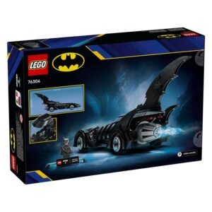 LEGO Batman set 76304 doos achterkant met Batmobile in actie en Batman minifiguur