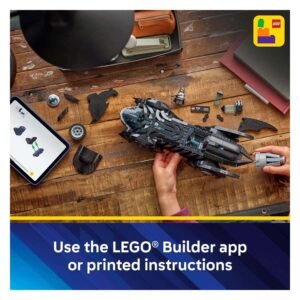 LEGO Batmobile bouwproces met onderdelen en tablet instructies