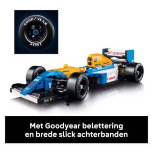 LEGO F1 auto met Goodyear belettering en brede slick achterbanden