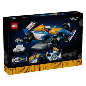 Achterkant van LEGO doos met Williams F1 model en technische details