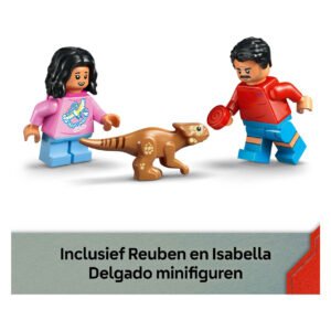 LEGO Reuben en Isabella Delgado minifiguren met kleine dino