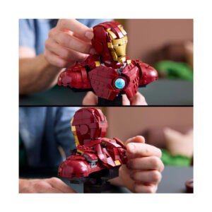 Handen bouwen LEGO Marvel Iron Man MK4 bust stap voor stap