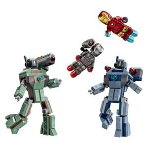 Iron Man, War Machine en Hammer Drones LEGO figuren in actie