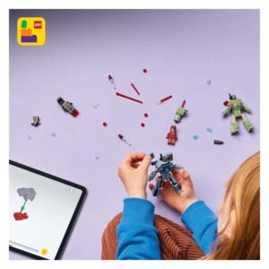 Kind speelt met LEGO Marvel Infinity Saga figuren en bouwstenen
