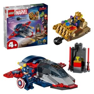 LEGO Marvel 76319 Captain America vs. Thanos set met doos met Captain America, Thanos, straaljager en Infinity Gauntlet