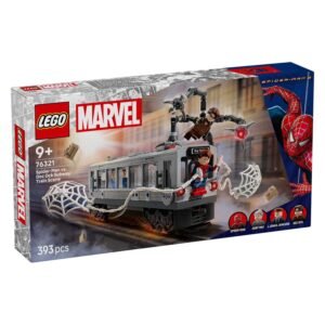 LEGO 76321 Spider-Man vs. Doc Ock op metro met Marvel branding op voorkant doos