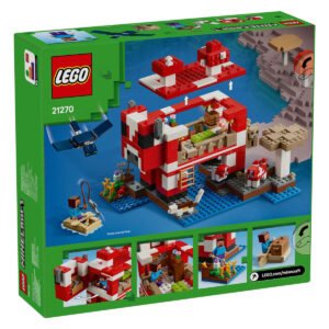 Achterzijde doos van LEGO Minecraft 21270 doos met speelopties en functies