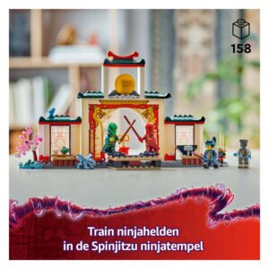 LEGO Ninjago Spinjitzu tempel met ninjafiguren op display