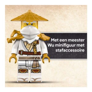 LEGO meester Wu minifiguur met stafaccessoire in witte outfit