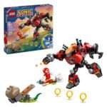 LEGO Sonic the Hedgehog 77005 Knuckles Vs. Dr. Eggman Egg Crusher Mecha set met Knuckles en Dr. Eggman robot in actie, inclusief gouden ringen en lanceerplatform