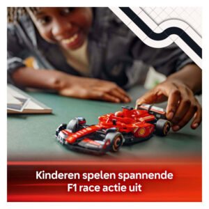 Kind beleeft F1 raceactie met LEGO Ferrari SF-24 raceauto
