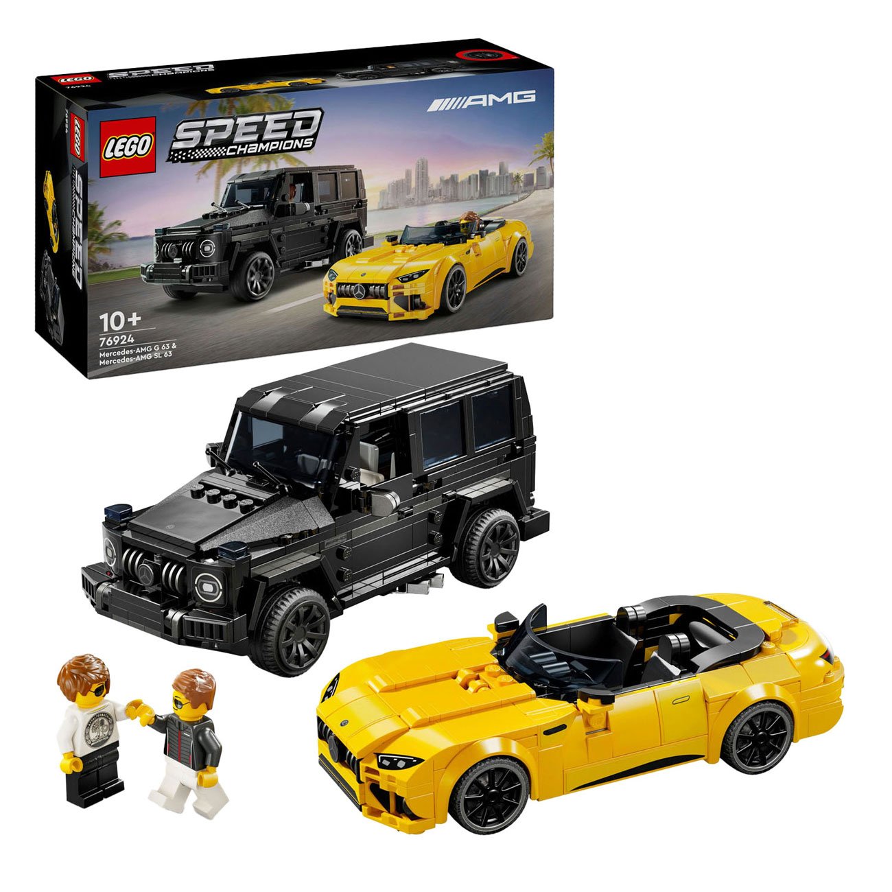 lego-speed-champions-met-minifiguren LEGO Speed Champions 76924 Mercedes-AMG G 63 en Mercedes-AMG SL 63 set met AMG voertuigen en minifiguren