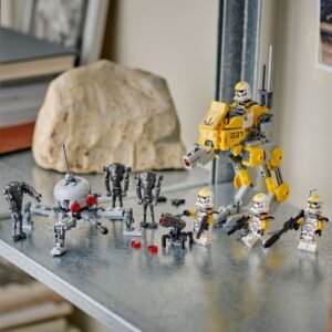 LEGO Star Wars 327th Clone Troopers gevechtsscène op metalen plank