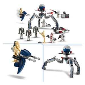 LEGO Star Wars gevecht tussen droids en clone troopers met spider droid