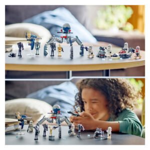 Kind speelt met LEGO Star Wars 75372 set met klonen en droids