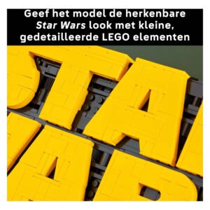 Detailweergave van LEGO Star Wars letters met herkenbare look