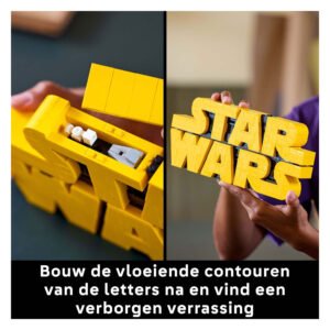 LEGO Star Wars logo met verborgen minifiguur in constructie
