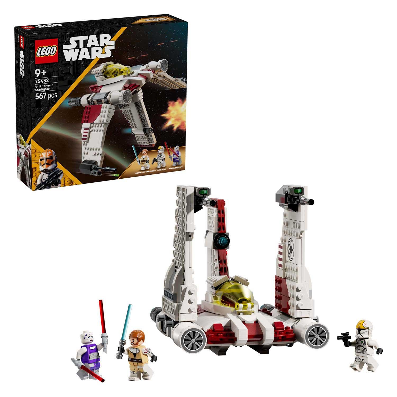 lego-star-wars-v19-starfighter-en-doos LEGO Star Wars 75432 V-19 Torrent Starfighter en minifiguren los en in doos weergegeven