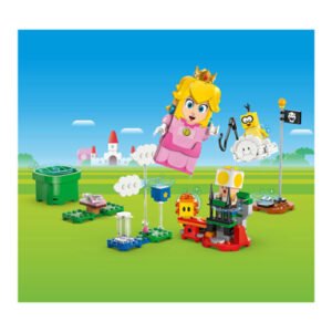 Digitale weergave van LEGO Super Mario Peach-level met interactieve elementen