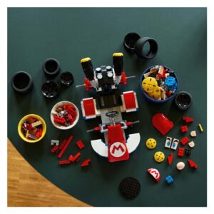 Onderdelen van LEGO Mario Kart set uitgespreid op tafel