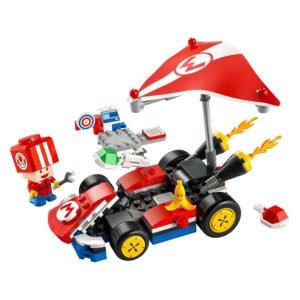 LEGO Super Mario kart bouwset met Toad, banaan en rode parasol