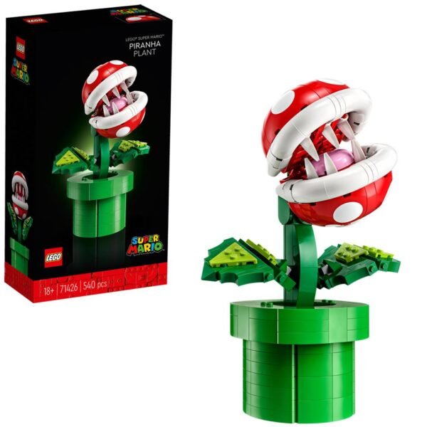 LEGO Super Mario 71426 Piranha Plant model met verpakking op achtergrond