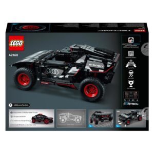 Achterkant doos van LEGO Technic Audi RS Q e-tron verpakking met technische info