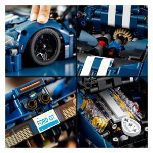 Close-up van LEGO Technic Ford GT details en onderdelen