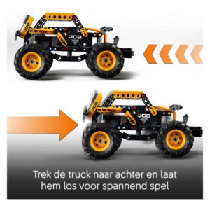 LEGO JCB monstertruck met pull-back functie voor spannend spel