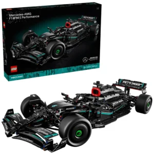 LEGO Technic 42171 Mercedes-AMG F1 W14 E Performance Racewagen model met bijbehorende verpakking op witte achtergrond