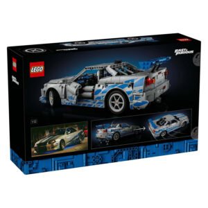 Achterkant doos van de LEGO Technic doos van de Nissan Skyline GT-R uit Fast & Furious