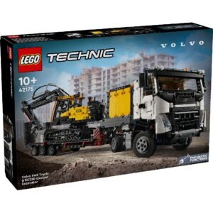 LEGO Technic 42175 bouwset verpakking met Volvo FMX truck en EC230 graafmachine