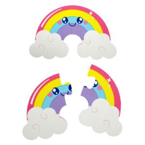 Vrolijke regenboog met wolkjes puzzelstukjes voor kinderen