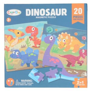 Magnetisch puzzelboek Dino voorkant met 20 stukjes per puzzel