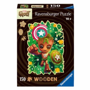 Ravensburger houten legpuzzel Marvel Groot in superheldenstijl op kleurrijke doos
