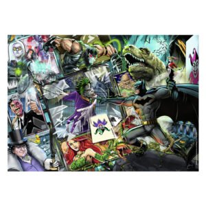 Actieve Batman illustratie met iconische DC schurken zoals Joker, Bane en Poison Ivy