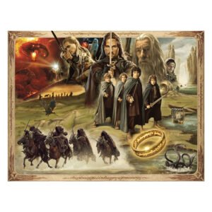Collage van personages en scènes uit The Lord of the Rings: The Fellowship of the Ring van ravensburger