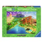 puzzeldoos met Minecraft landschap van Ravensburger, 1500 stukjes Ravensburger Legpuzzel World Of Minecraft, 1500st.
