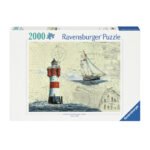 Ravensburger puzzel van 2000 stukjes met vuurtoren en zeilboot op nautische kaart Ravensburger Legpuzzel Romantischer Leuchtturm, 2000st.