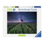 Ravensburger puzzel met afbeelding van boom onder sterrenhemel in graanveld Ravensburger Legpuzzel Nachthim Uber Dem Kornfeld, 1500st.
