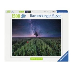 Ravensburger puzzel met afbeelding van boom onder sterrenhemel in graanveld Ravensburger Legpuzzel Nachthim Uber Dem Kornfeld, 1500st.