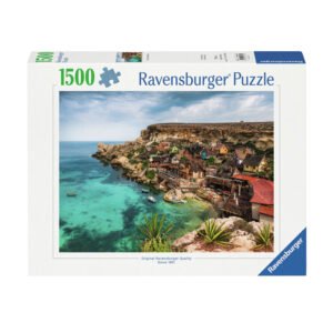 Ravensburger puzzel van kleurrijk kustdorp in Malta met 1500 stukjes Ravensburger Legpuzzel Popeye Village Malta, 1500st.