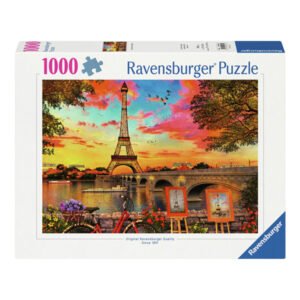 Ravensburger legpuzzel Parijs puzzeldoos met afbeelding van Eiffeltoren bij zonsondergang