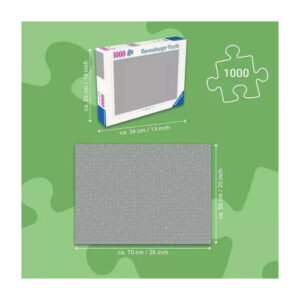 Afmetingen Ravensburger puzzeldoos en puzzeloppervlak in centimeters en inches