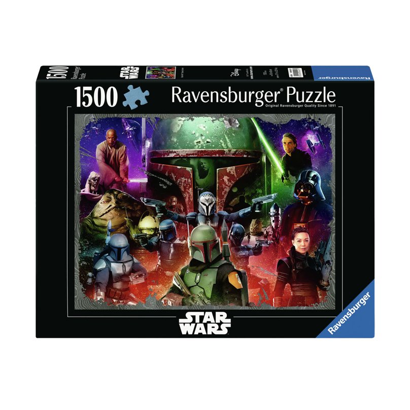 Ravensburger Star Wars puzzel van 1500 stukjes met kleurrijke collage van bekende personages Ravensburger Legpuzzel Star Wars Boba Fett Premiejager, 1500st.